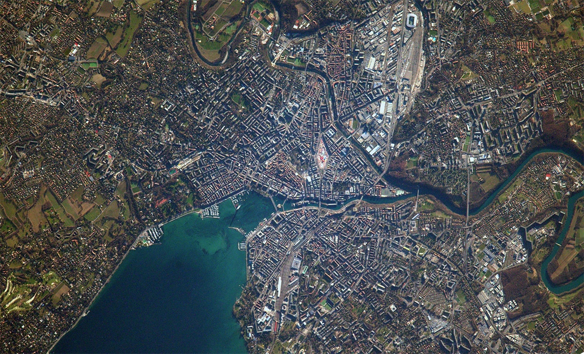 Genève vue du ciel - satellite